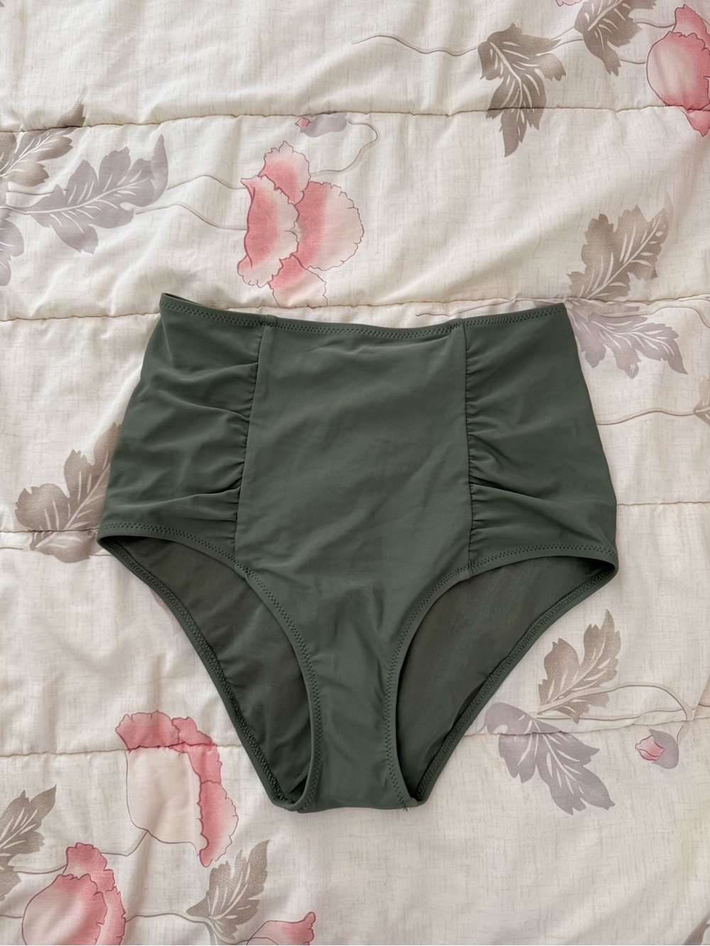 aerie High-Waist Bikini Bottoms in Olive Green